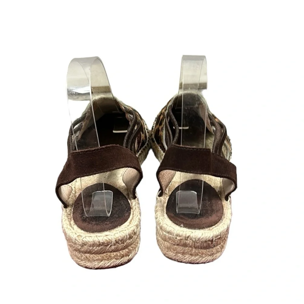 Picon Leopard Print Calf Hair Slip On Espadrille Sandals Size 7.5